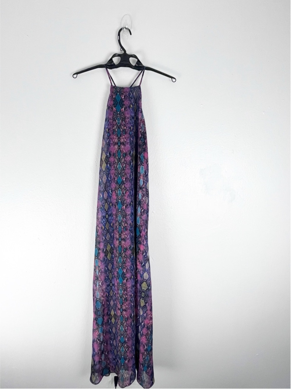 SHOW ME YOUR MUMU High Neck Faux Snakeskin Print Side Splits Sheer Dress Medium